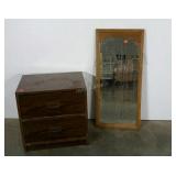 Two pieces. Two drawer nightstand and wall