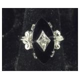 Sterling silver and onyx ring size 7