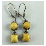 Sterling silver and Yellow stone  earrings