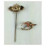 2 pieces Victorian gold filled jewelry pin with
