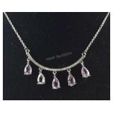 Rose de France amethyst drop necklace 18in