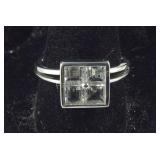 Size 9 petalite ring platinum over sterling