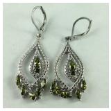 Simulated green diamond lever back dangle