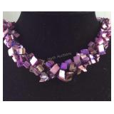 Purple amethyst seed chip necklace 18in