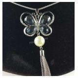 Simulated gray quartz and Austrian crystal 29in