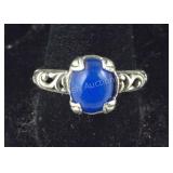 Size 10 Sterling 2.88ct blue jade solitaire ring