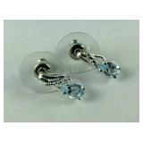 Sterling 1.03ct pear cut sky blue topaz earrings