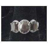 Size 9 natural silver sapphire 3stone stainless