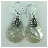 Sterling silver mother of pearl dangle earrings
