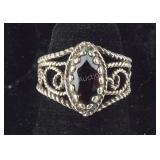 Ornate Garnet Ring, 3.4 grams, Sterling Silver,