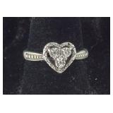 Genuine Diamond Heart Ring Signed ZEI, 2.3 grams,