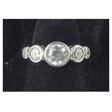 5-Stone CZ Band Ring, 3.9 grams, Sterling Silver,