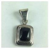 Black Onyx Pendant, 9.7 grams, Sterling Silver,
