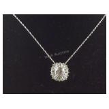 Cubic Zirconia Halo Pendant, 3.1 grams, Sterling