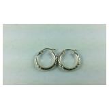 Diamond Cut Silver Hoop Earrings, 2 grams,