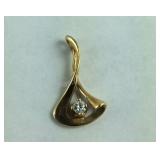 14K Solitaire Diamond Pendant Singed B.A.B, 0.4