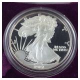 1987-S Silver Eagle Proof with Box & COA