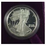 1987 s Silver Eagle Proof with Box & COA