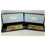 Two "All Aboard The Trump Train" gold foil bills,