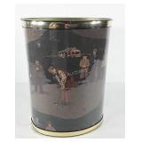 Embroidered and brass  golf waste can, 13.5"