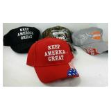 Four assorted ballcaps, new with tags.