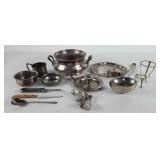 Metalwares, includes plate, bowl, candlestick