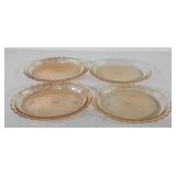 Depression glass, four floragold amber glass