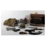 Model train group, includes track, engine pieces,