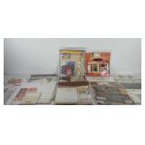 Art supplies, scrapbook paper, stencils,