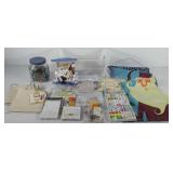 Art supplies, 16qt storage tote with Christmas