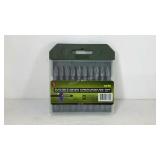 Ten piece, double-sided screwdriver bit set.