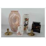 Home decor, includes vases (4.5"-13"), brass