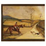 Fox hunting oil painting on canvas, signed L Elsea