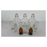 Thirteen glass bottles, 2"-9.5"