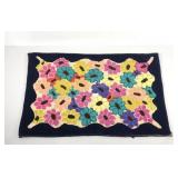 Handmade hook rug, colorful flower design, made