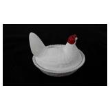Westmoreland milk glass hen on nest, 5 1/2"