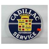 Circular Cadillac Service porcelain sign, 11"