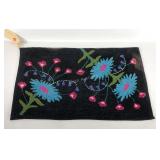 Handmade hook rug, colorful flower design, made