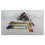 Saw group, Skilsaw 7 1/4" circular saw, works,