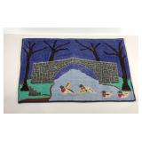 Handmade hook rug, Old Casselman Bridge design,