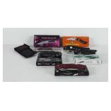 Seven pocket knives, includes Storm Chaser III,