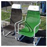 Pair of Lloyd Loom Outdoor Chairs, one Green,