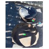 Cast iron 13" Skillet, and Covered Dutch Oven Pot