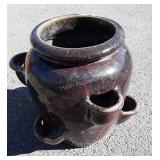 Hen and Chicks Pottery Planter, 14" tall