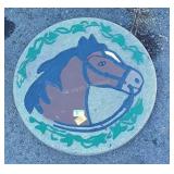 Concrete Horse Head Painted 17" Landscaping Stone