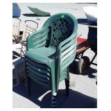 Set of 6 green poly Outdoor chairs