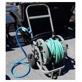 Water Hose Reel with rubber hose and flower