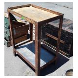 Steel frame Shop Table, 28x18x36" high, heavy