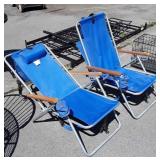 Pair of Beach Chairs, recliner with Back Pack