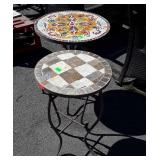 Two Outdoor tile top Side Stands, 14&18"